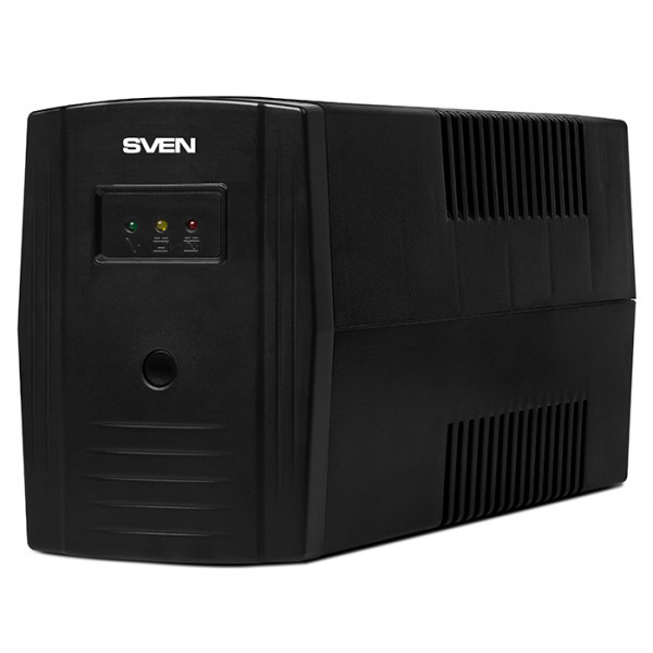ИБП SVEN Pro 600, Линейно-интерактивный с AVR, 600VA / 360W, 2 гнезда Schuko, 1x7AH, AVR: 175-280V, Функция холодного запуска, Черный